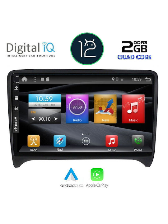 Digital IQ Car Audio System for Audi TT / TT (8J) 2007-2015 (Bluetooth/USB/AUX/WiFi/GPS/Apple-Carplay/Android-Auto/CD) with Touch Screen 9"