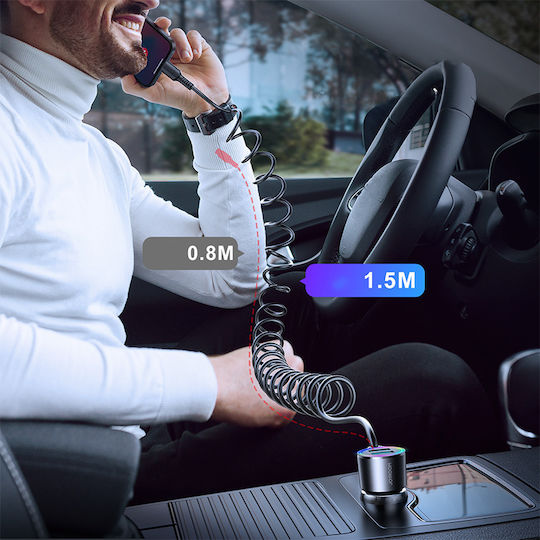 Joyroom Φορτιστής Αυτοκινήτου 17W με Θύρες: 2xUSB μαζί με Καλώδιο Type-C Μαύρος