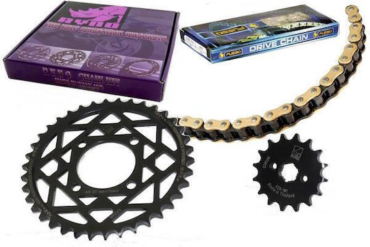 Ryno Σετ Γρανάζια με Αλυσίδα Χρυσή (14-36-428) για Honda Supra 125 X