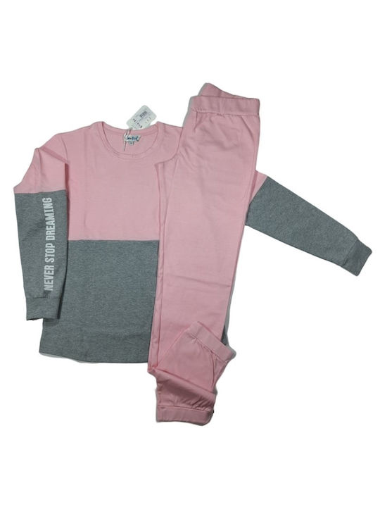 Damenpyjama mit langen Ärmeln + langen Hosen Amelie-16293AM Pink Wie auf dem Bild gezeigt