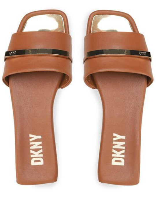 Alaina Leather Women's Flat Sandals in Brown Color