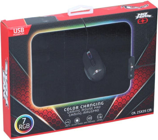 No Fear 26732 Padel Pentru Mouse Mediu Lung De 350mm Cu Iluminare RGB Negru
