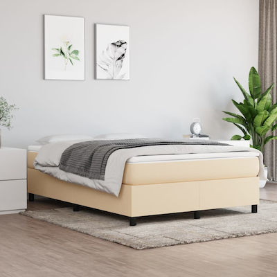 Bed Base Double made of Wood Cream 140x190x35cm