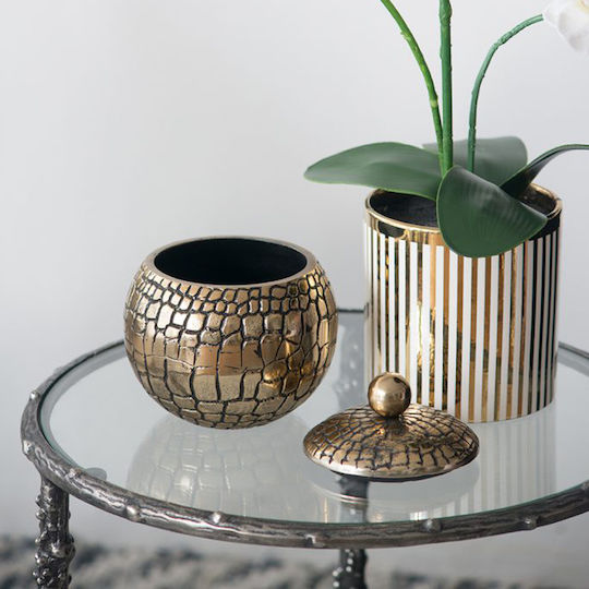 Artekko Decorative Vase Croco Gold 15x15x17cm