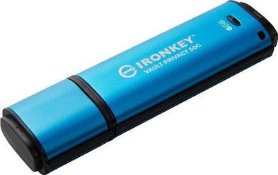 Kingston IronKey Vault Privacy 50 8GB USB 3.2 Stick με σύνδεση USB-C Μπλε