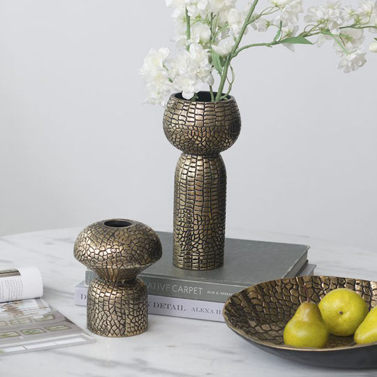 Artekko Decorative Vase Croco Gold 13x13x16cm