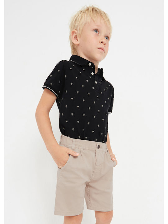 Kinderpolo Kurzarm Schwarz Palm Tree