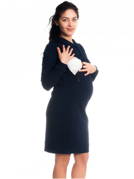 Φόρεμα φούτερ εγκυμοσύνης και θηλασμού μπλε 'ANAIS'