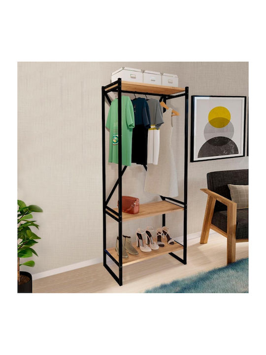 Zula Entry Furniture with Hanger & Shoe Rack Black / Pine Oak 66x30x160cm