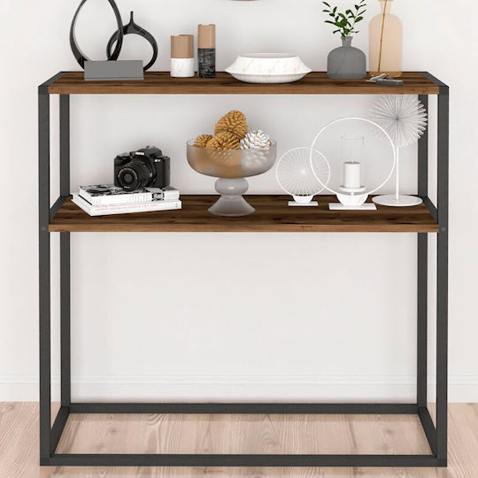 Castel Wooden Console Table Black / Smoked Walnut L90xW33.5xH90cm