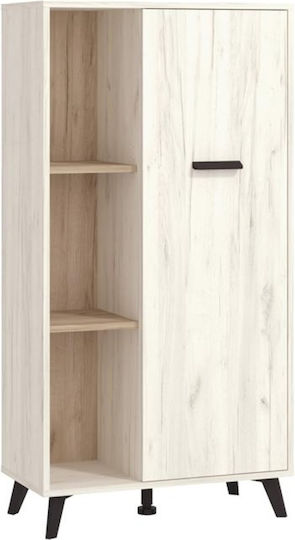 Umbria POP Living Room Display Cabinet from Particle Board Grey Oak / White 67.5x33x130.5cm