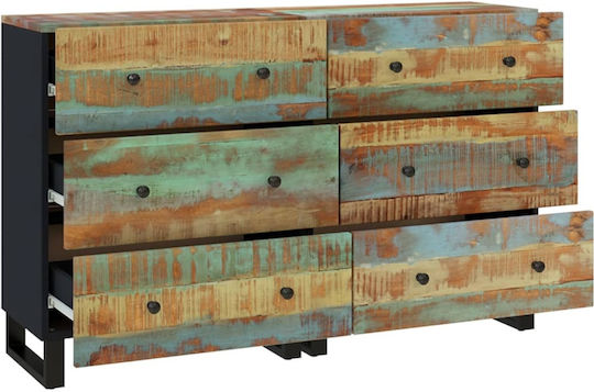 Chest of Drawers of Solid Wood with 6 Drawers 120x33x75cm