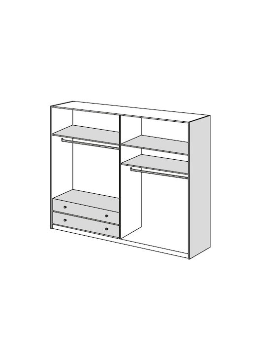 Vier Türen Kleiderschrank Latte mit Spiegel 182x60x220cm
