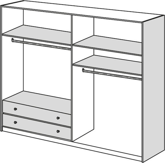 Четири врати Гардероб Лате с Огледало 182x60x220см