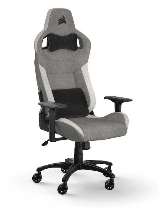 Corsair T3 Rush Fabric (2023) Υφασμάτινη Καρέκλα Gaming με Ρυθμιζόμενα Μπράτσα Γκρι/Λευκό