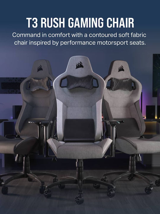 Corsair T3 Rush Fabric (2023) Геймърски стол с регулируеми подлакътници Charcoal
