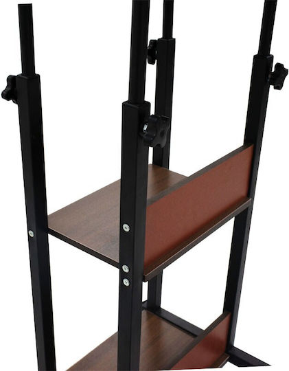 Rectangular Side Table Babs Wooden with Wheels Walnut - Black L60xW40xH71cm.