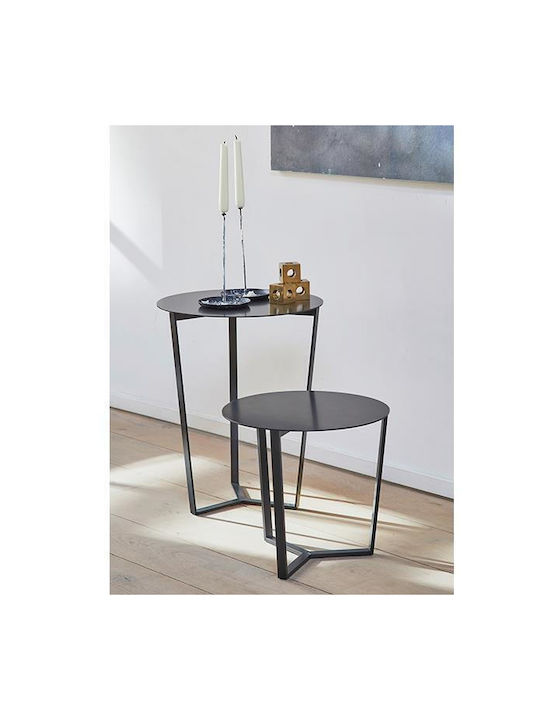 Round Metal Side Table Black L40xW40xH32cm