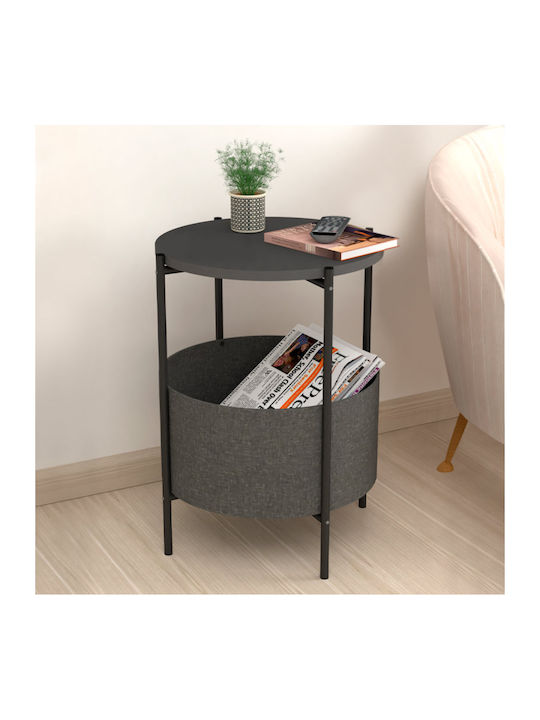 Round Side Coffee Table Kalid Wooden Anthracite W43xL43xH60cm