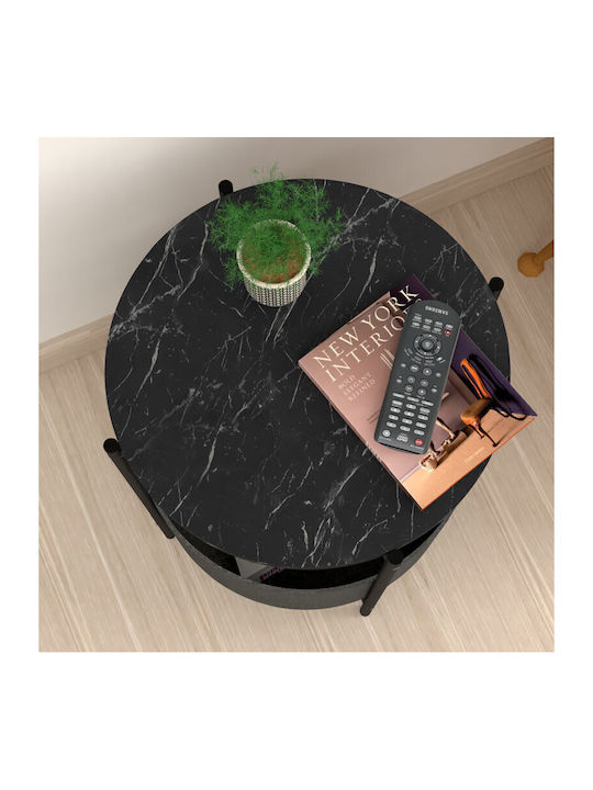 Round Side Coffee Table Kalid Wooden Black / Grey W43xL43xH60cm