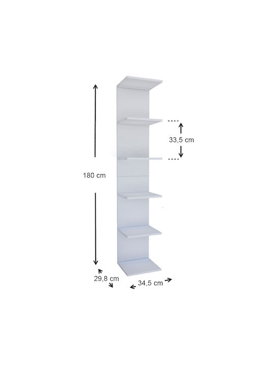 Bookcase Ogden White 34.5x30x180cm