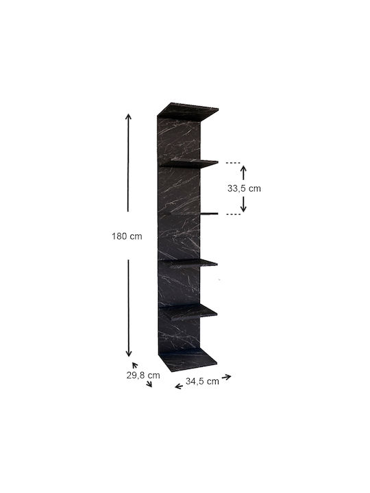 Bookcase Ogden Black 34.5x30x180cm