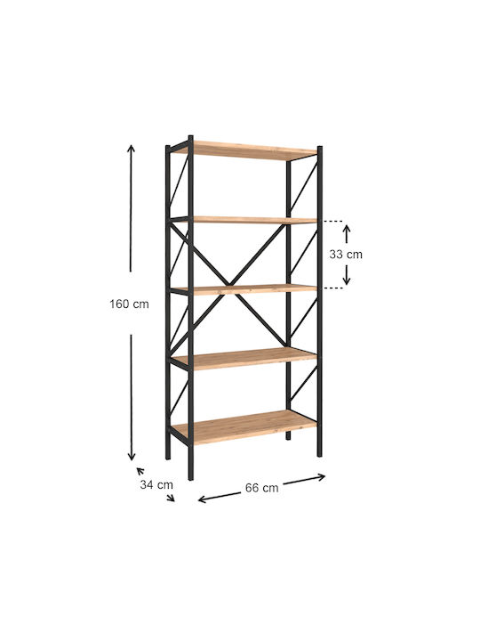 Βιβλιοθήκη Colmar Pine / Oak 66x34x160εκ.