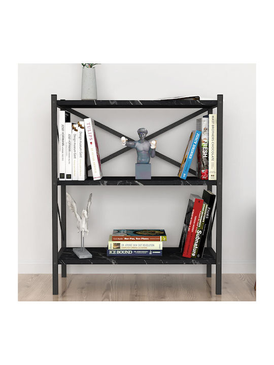 Bookcase Colmar Black Marble Effect 66x34x85cm