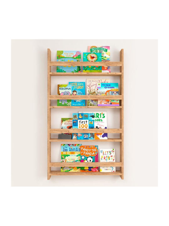 Kids Shelving Unit Montessori Wall Pine Oak 70x10x120cm