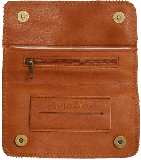 Pythia Amalia Lederne Tabaktasche in Blau mit magnetischem Verschluss Blau-Braun