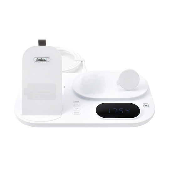 Andowl Ασύρματος Φορτιστής (Qi Pad) 30W Quick Charge 3.0 Λευκός (Α06)