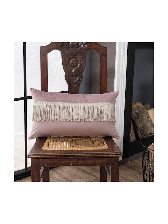 Teoran Velvet Sofa Cushion With Fringes 12 Purple 45x45cm