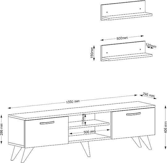 Животно помещение ТВ единица Colin White / Walnut Д150xШ30xВ40.6бр