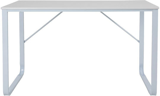 Birou Forma Din Lemn Alb cu Picioare Metalice 120x60x75cm