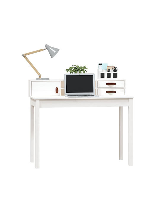 Secretary Desk made of Solid Wood White 110x50x93cm