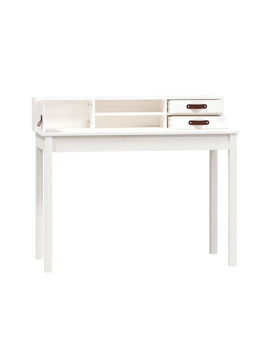 Secretary Desk made of Solid Wood White 110x50x93cm