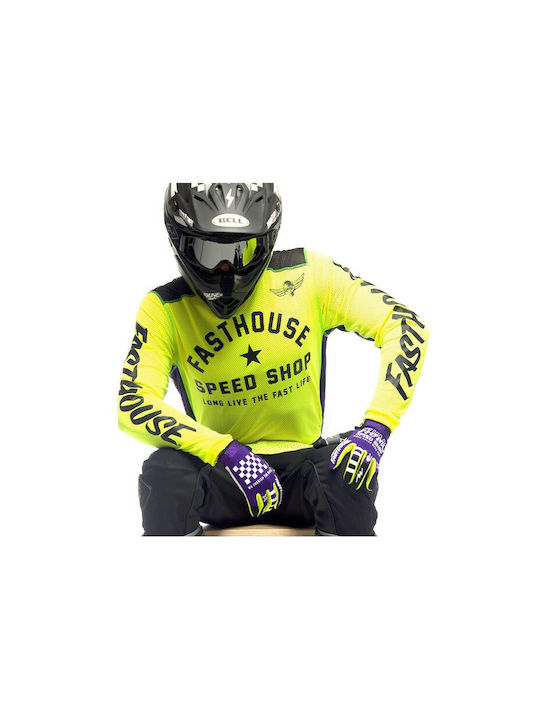 Fasthouse Originals Air Cooled Pentru bărbați Tricou Motocross Mânecă lungă HighViz/Black