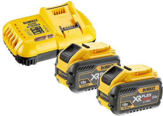 DEWALT Set 2 Werkzeugbatterien Lithium 54V Kapazität 12Ah mit Ladegerät