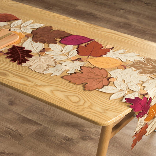 Liolios Home Ράνερ Brown Leaf Καφέ 35x180εκ.