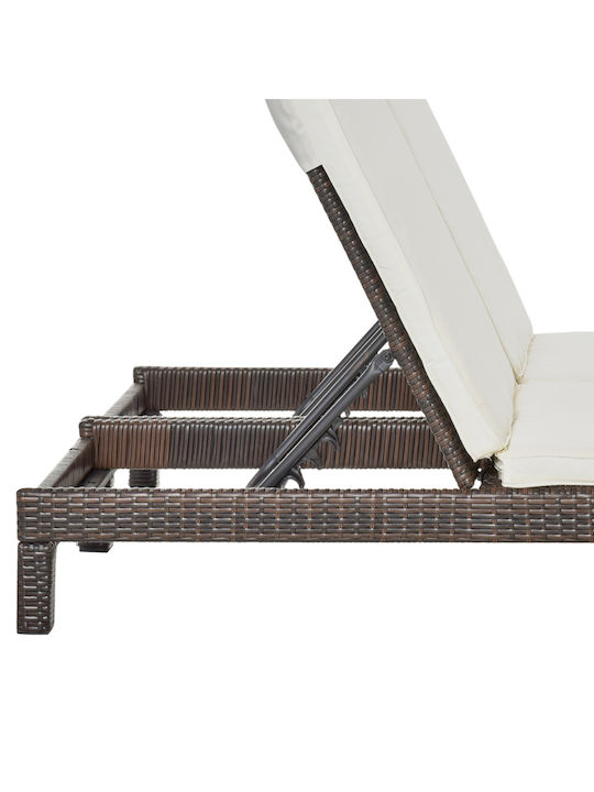 Șezlong Dublu Rattan cu Pernă Maro 195x120x28cm