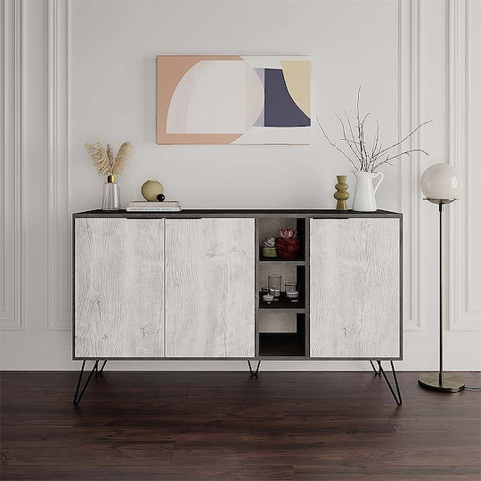 Sideboard Flynn Wooden GP037-0004.6 Gray Retro / White Antique 142x35.6x83cm