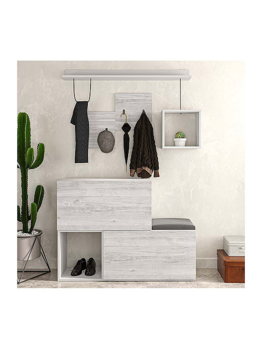 Holdon Mobilier de Intrare cu Cuier / Dulap pentru Pantofi & Bancă White Antique 120x36.5x87.5buc