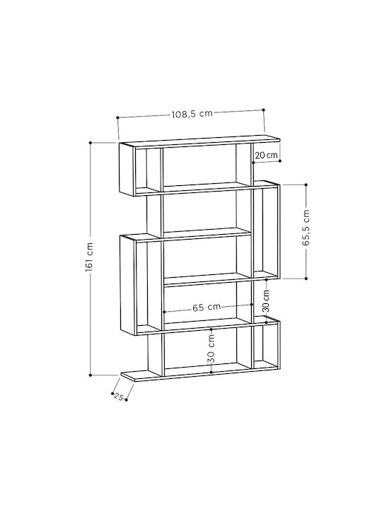 Βιβλιοθήκη Mito Ανοιχτή Μόκα / Ανθρακί 108x25x161εκ.