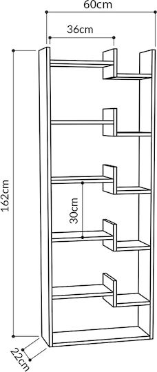 Bibliotecă Oppa Antracit / Alb 60x22x162cm