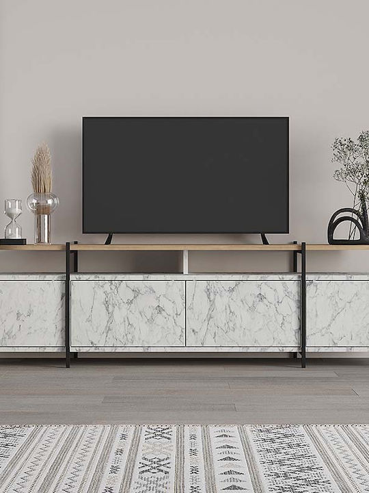 Έπιπλο Τηλεόρασης Hanley Λευκό Μ160xΠ35.6xΥ48cm