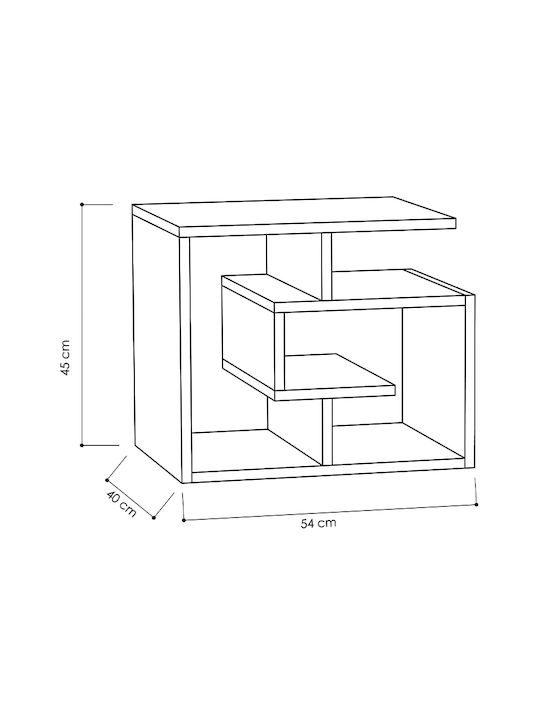 Rechteckiger Beistelltisch Labirent Holz Anthrazit M54xL40xH45cm Megapap