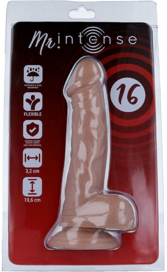 Intense Mr Intense Realistic Cock 16 Γυάλινο Dildo με Όρχεις και Βεντούζα Flesh 19.6cm