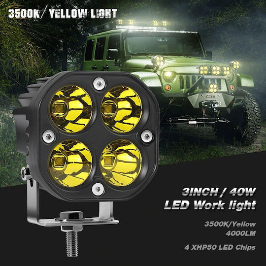 Squareς Waterproof Foglights Car LED Universal 12V 40W 7.8cm 1pcs