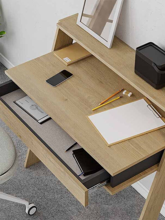 Secretary Desk Cowork Wooden Beige 94x50x91cm