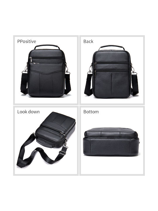 Piele Geantă pentru bărbați De umăr / tip crossbody Neagră